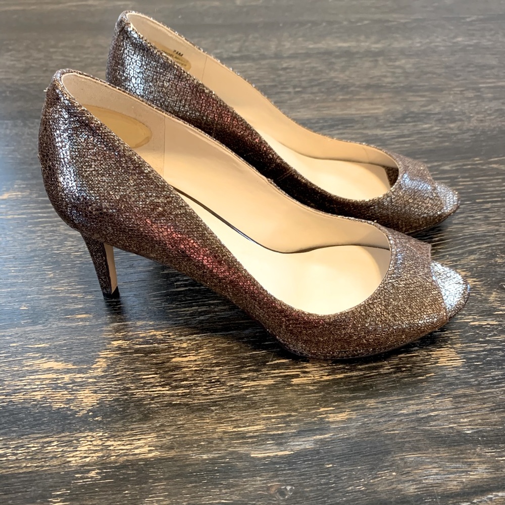 Nine West Leather Peep Toe Gelabelle Heels